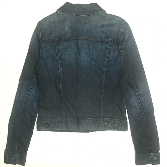 AG Adriano Goldschmied Denim Jacket Dark Blue Jean Crop Stretch Fitted Robyn XS - Picture 10 of 16